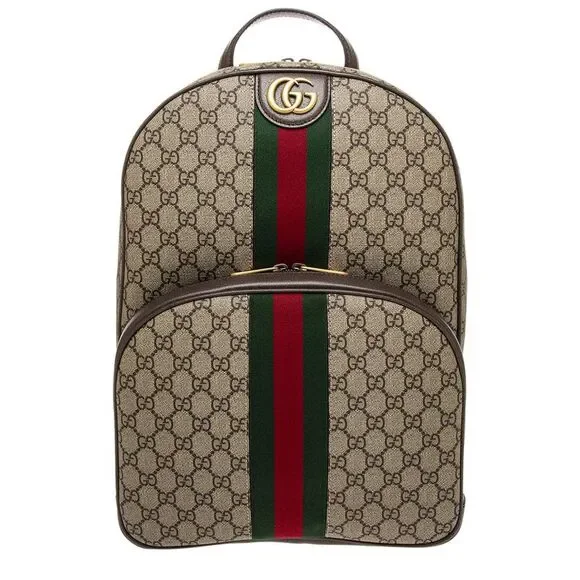 Gucci Ophidia Gg Supreme Canvas & Leather Backpack, Brown