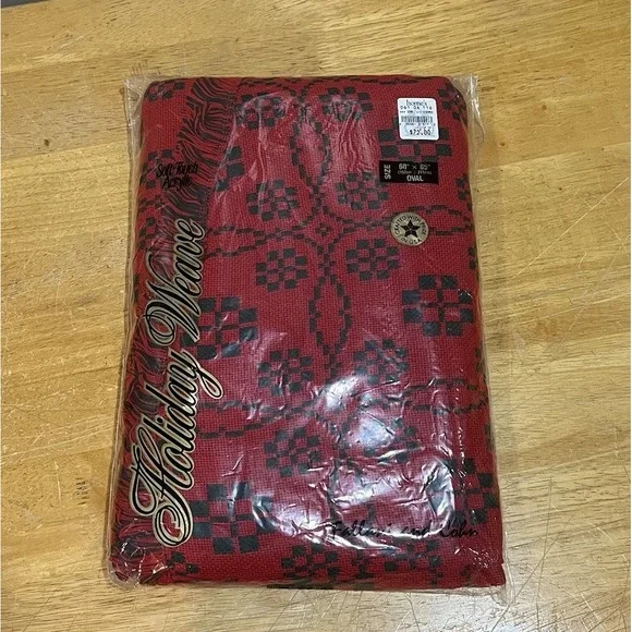 Vtg Fallani & Cohn Holiday Weave Tablecloth Christmas Red Green Homespun‎ Oblong