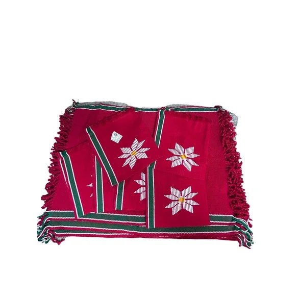 Maya Works Guatemala Hand Woven Cotton‎ Tablecloth Placemats Holiday Napkins x 6