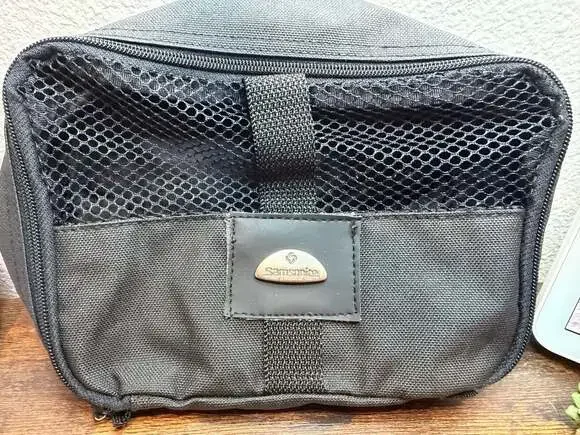 Samsonite Black Travel Toiletry or Makeup Organizer Pouch with Mesh Detail