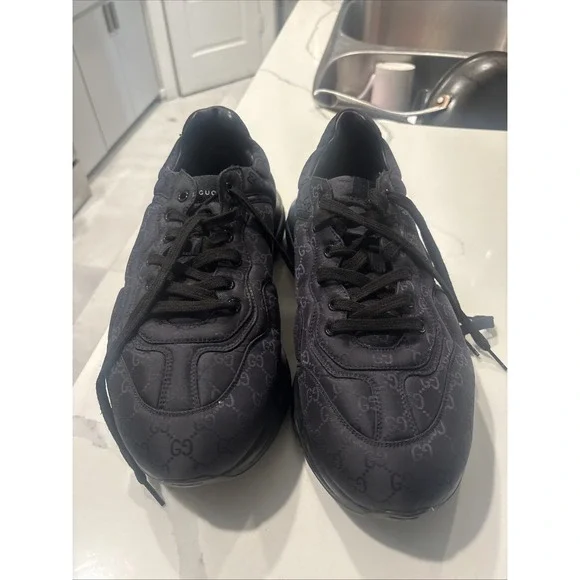 gucci rhyton sneakers Black Monogram  Size 12.5