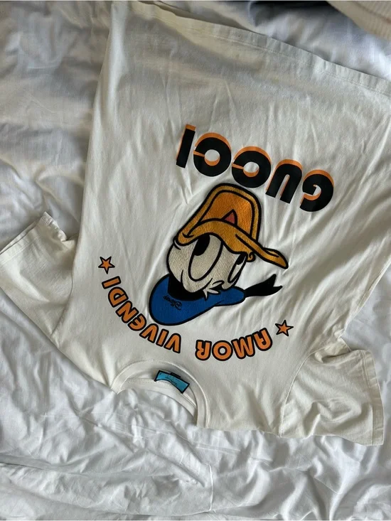 Graphic Cartoon Cowboy Tee in White with Orange & Blue Print