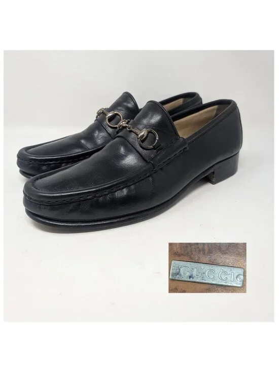 Vintage Y2K Gucci Horsebit Loafers 10 Black Leather