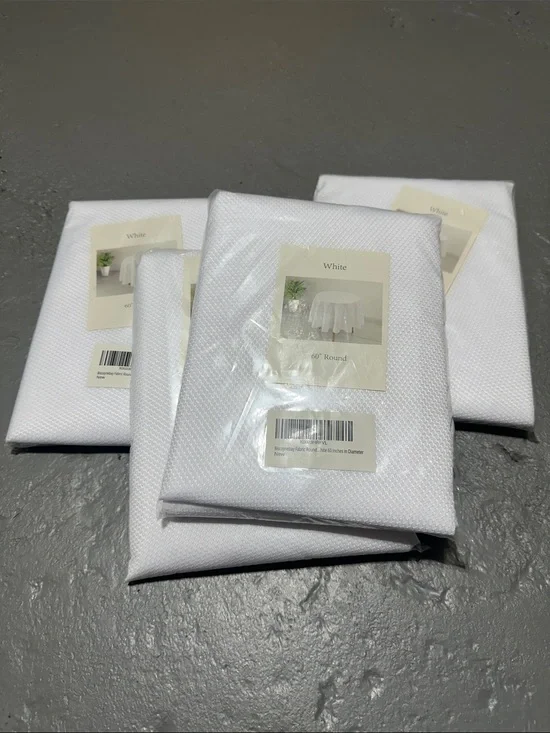 Four White Round Tablecloth - Classic Polyester Dining Linen