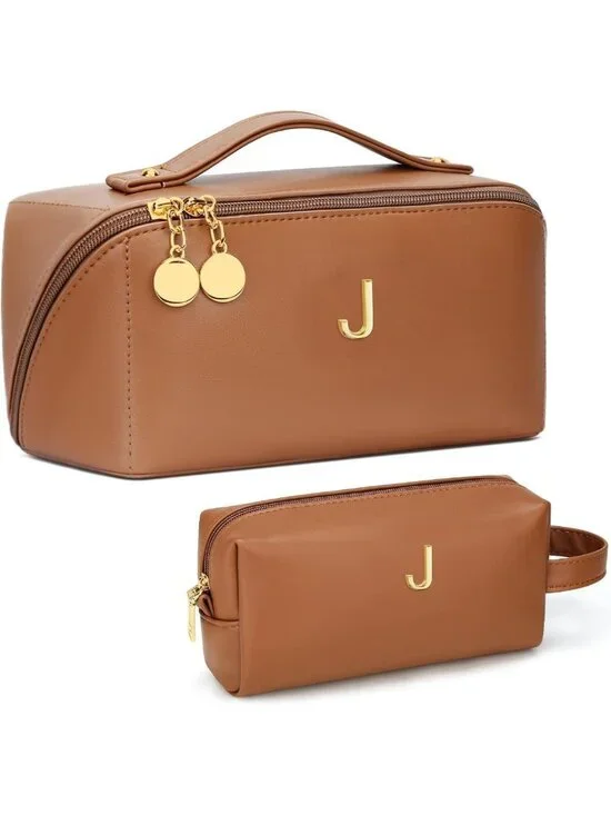 Personalized Initial Makeup Bag for Women | Travel Toiletry & Cosmetic