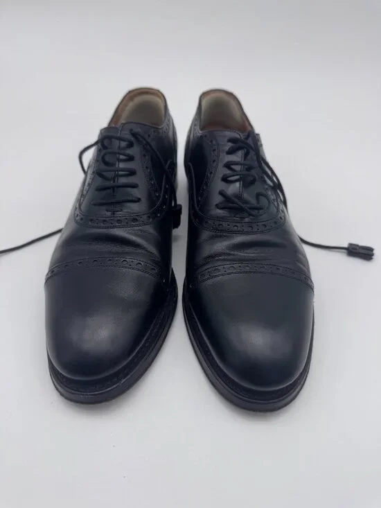 Gucci Black Leather Cap Toe Oxford Dress Shoes Made in Italy Men's 8.5