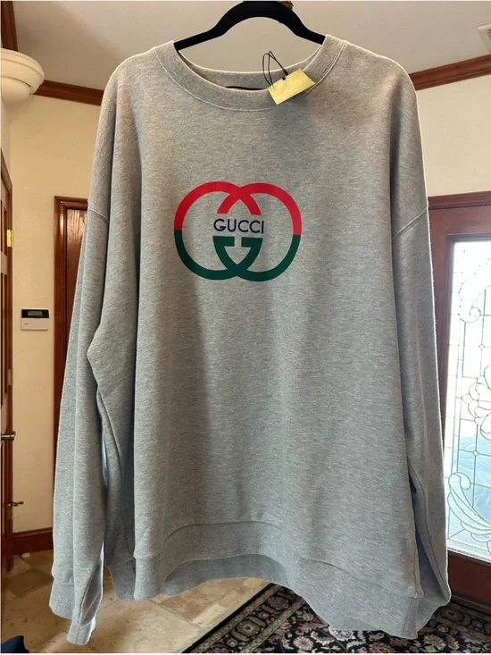 Men’s Gucci, gray cotton interlocking G sweatshirt size XXXL made Italy