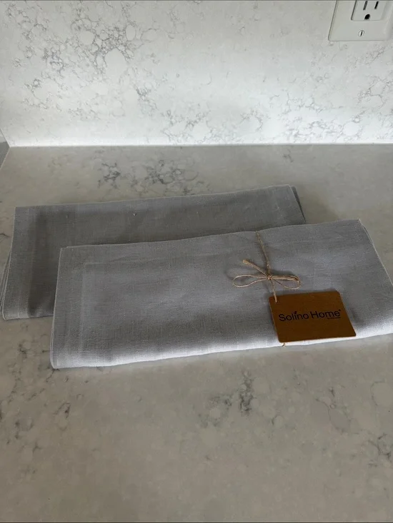 Solino Home Light Gray Linen Table runners  - Set of 2 (14”x60”)- never used.