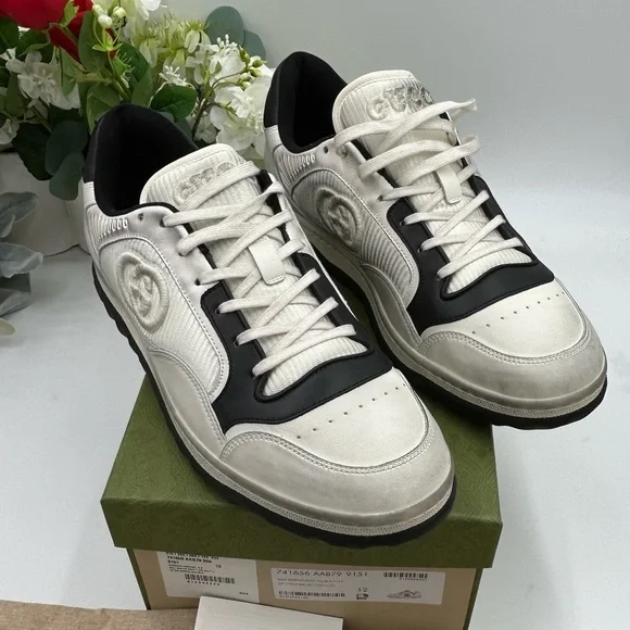 Men's Gucci Mac 80 distressed leather sneakers size 12 made in Italy