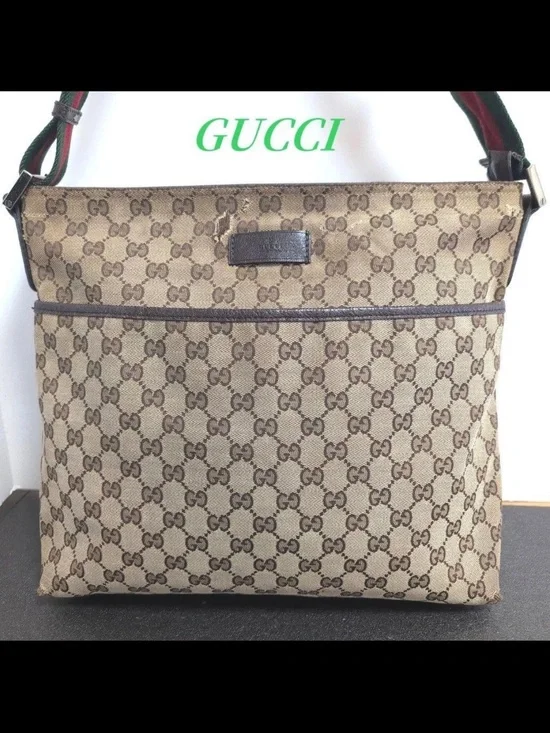Gucci Beige & Brown Monogram Messenger Bag