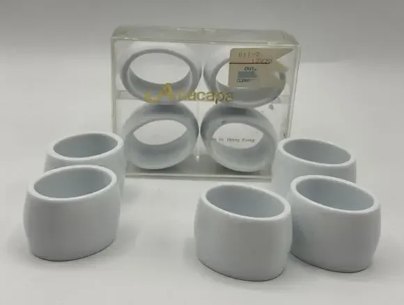 Vintage 70s Set of 9 Anacapa Plastic Oval Napkin Rings White Hong Kong MCM