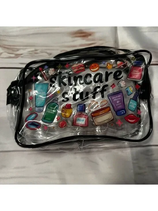 Clear Skincare Stuff Bag with Colorful Graphics