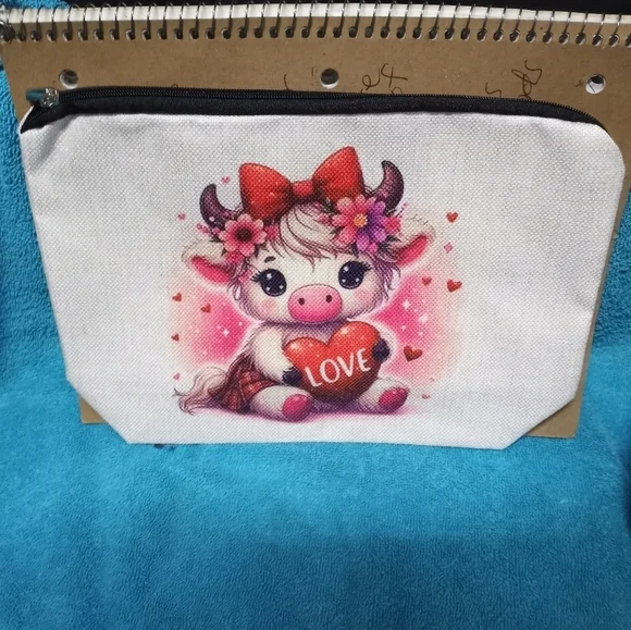 Cute Cow Love Makeup Pouch Cosmetic Bag