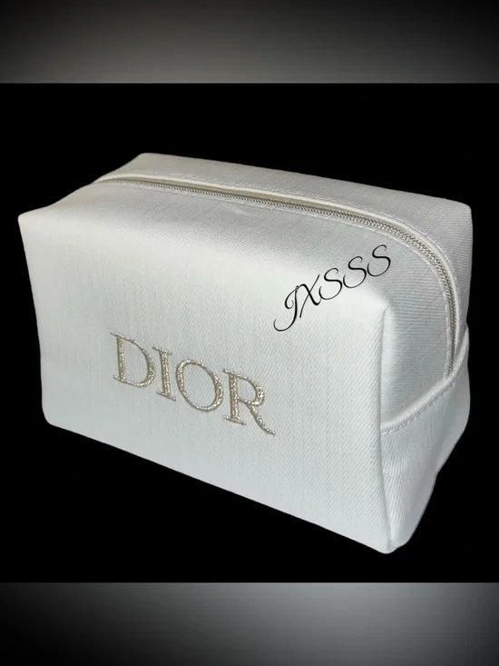 White-Gold Dior Beauty *VIP EXLUSIVE* Cosmetic-Makeup Bag