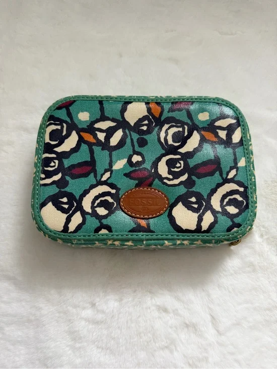 Fossil Teal Floral Zip Organizer