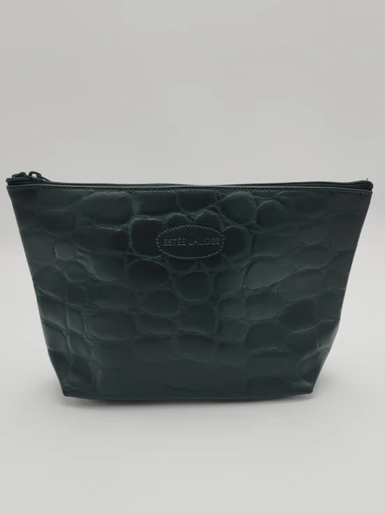 Estee Lauder Dark Green Embossed Croc Cosmetic Pouch