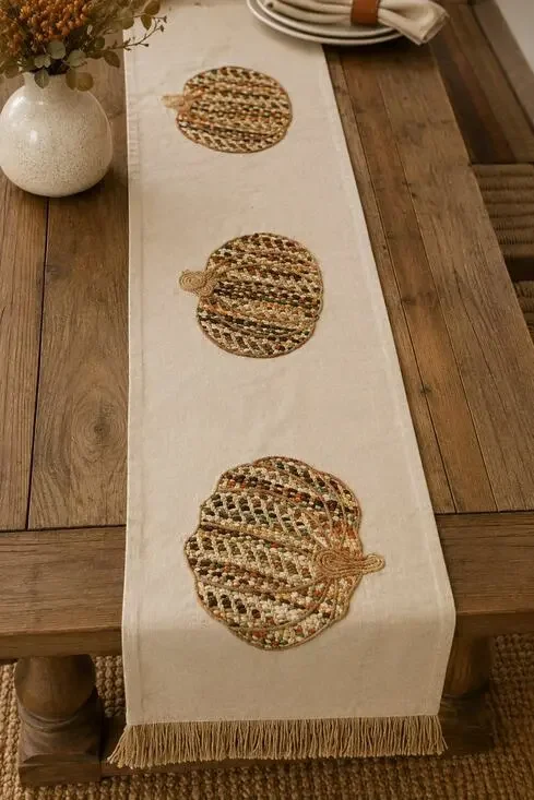Well Dressed Home NWT 12x72 Pumpkin Table Runner Fall Thanksgiving Farmhouse