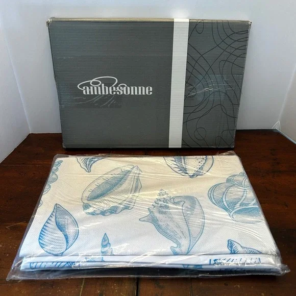 Ambesonne Table Runner Set Blue White 16x72 Seashell Coastal NWT