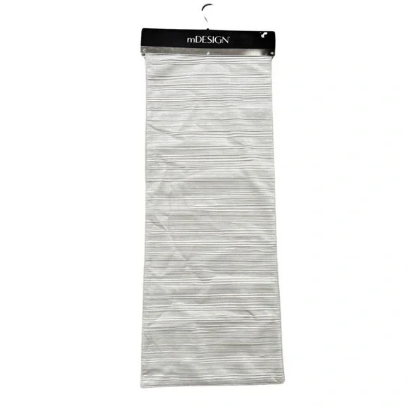 mDesign 14 in x 72 in Table Runner Gray Velour Stripe NWT