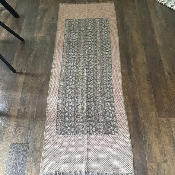 Vintage Signet Wool Woven Throw Wall Hanging Table Runner 80x28 India Floral
