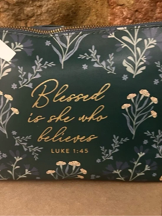 T.J.Maxx Black and Gold Floral Zip Pouch NEW