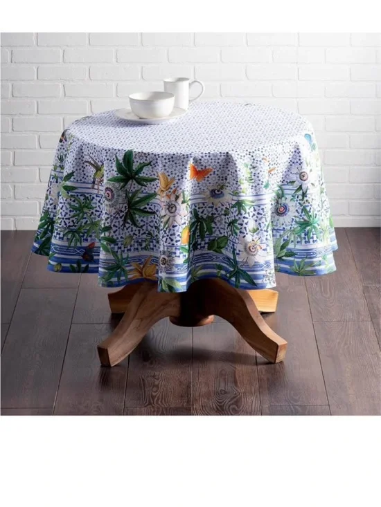 Maison d' Hermine Table Cloth Round Table 100% Cotton 69 Round Inches Tablecloth