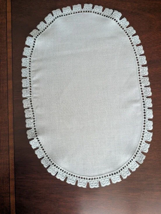 Matouk Light Blue Oval Lace-Edge Placemat