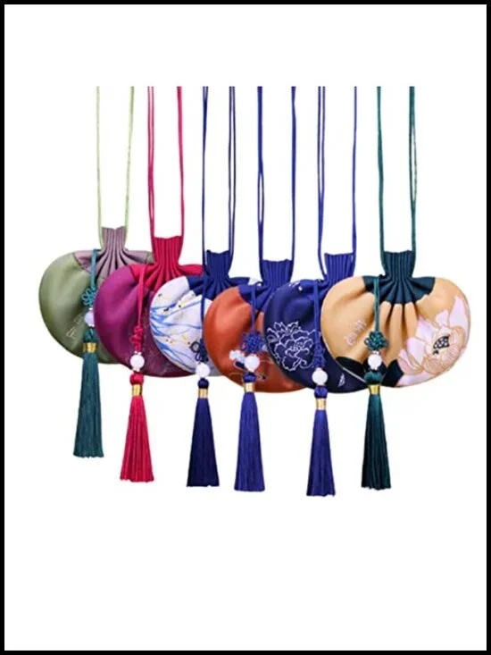 6 Pcs Silk Brocade Drawstring Coin Bags Pouches Jewelry Gift Aromatherapy Bag