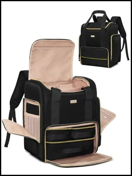 Large Travel Makeup Bag with 2 Removable Cases, Double-Layer Cosmetic
