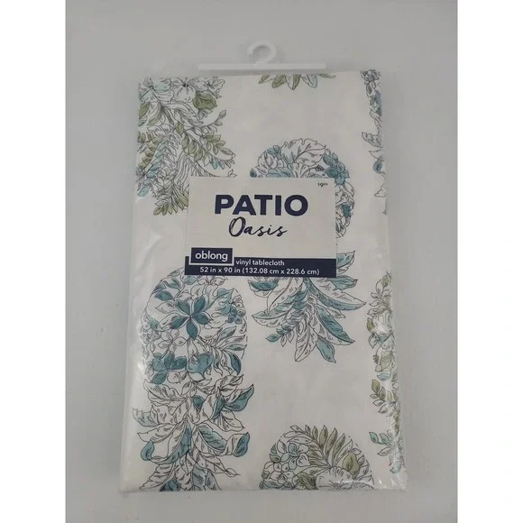 Flannel-Back Floral Vinyl Tablecloth Cover Oblong 52