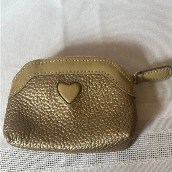 Brighton Gold Cosmetic Bag with Heart Accent