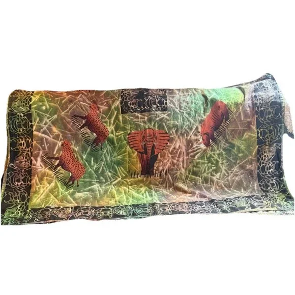 African Batik Hand Painted Animal Print Cotton Tablecloth 56