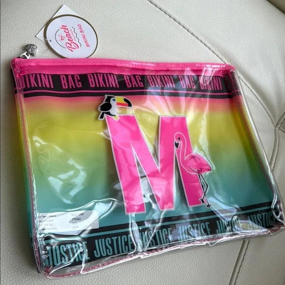 Justice Tropical Bikini‎ Swim Bag Initial (Letter M)