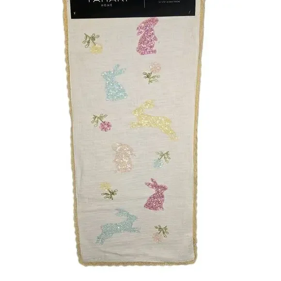 Tahari Sequined Bunny Table Runner 16x72