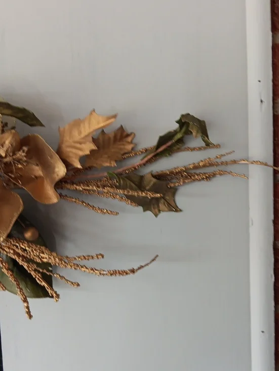 Gold and Green Holiday Garland with Bow