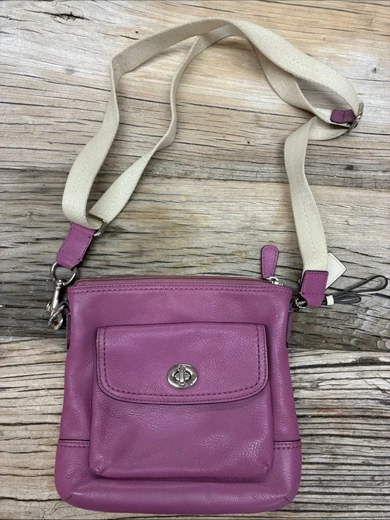 Authentic Coach Park Leather Swingpack Purple Crossbody F49170