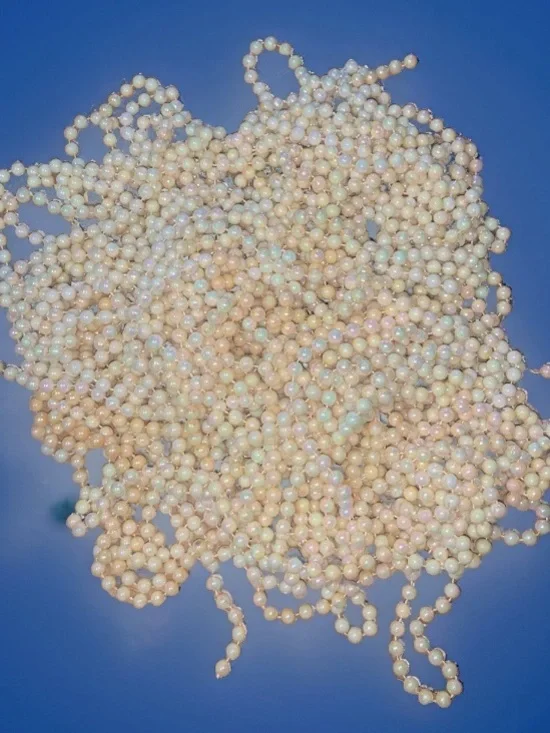 2 LBS of Beaded Garland Christmas Tree Decorations Off White Pearl