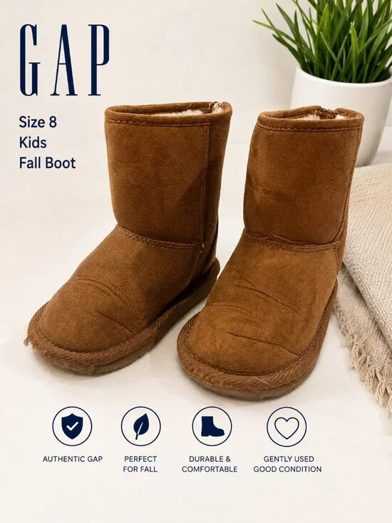 GAP Kids Chestnut Faux Suede Faux Fur Boots | Size 8 Toddler