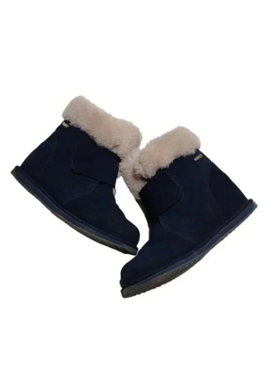 Emu Australia Sommers Dark Blue Suede Merino Wool Lined Waterproof Boots 3
