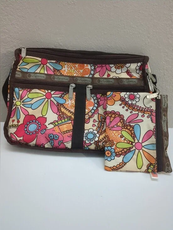 LeSportSac Crossbody Floral Print Purse Adjustable Strap w/ Pouch