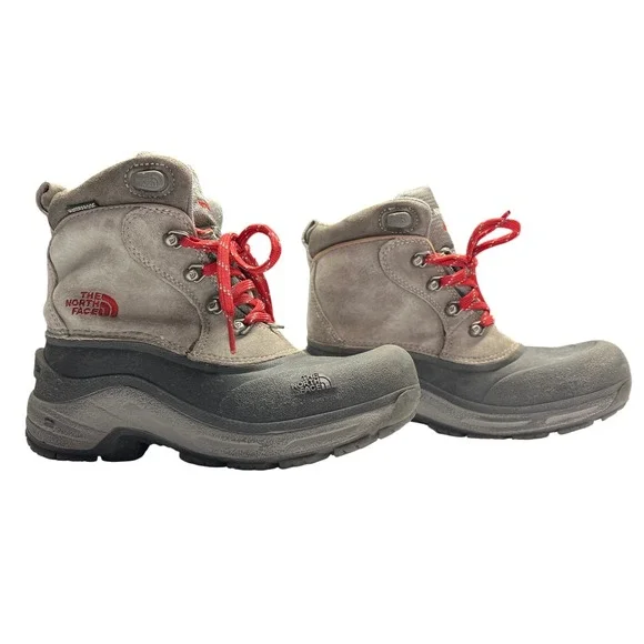 The North Face Chilkat Lace II Boots‎ Boys Size 4 Gray Brown Winter