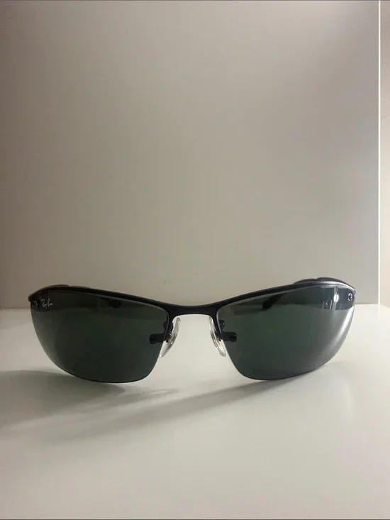 Ray-Ban Semi-Rimless Polarized Sunglasses - Black/Green