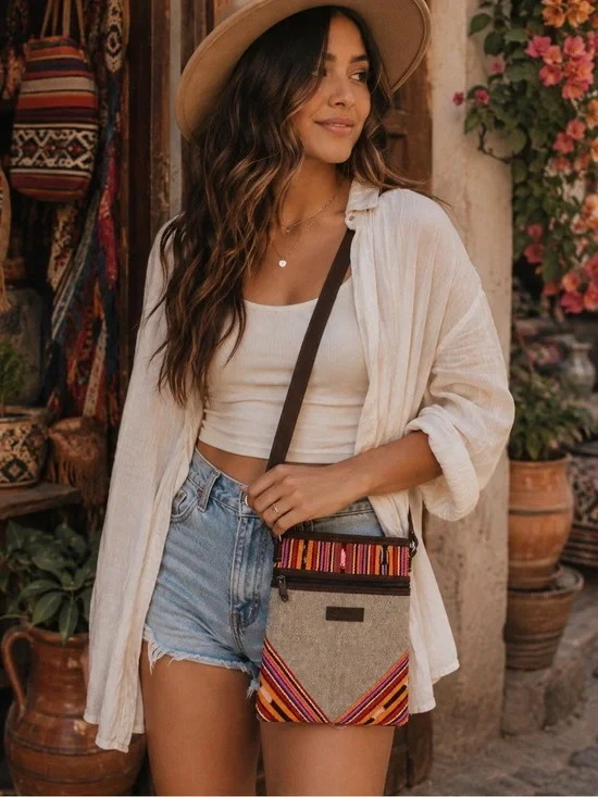 Guatemala Southwestern Crossbody Bag Colorful Woven Textured Boho Purse