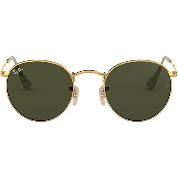 Ray - Ban Unisex Gold Metal Round Frame Crystal Green Lense Sunglasses 47 21 140