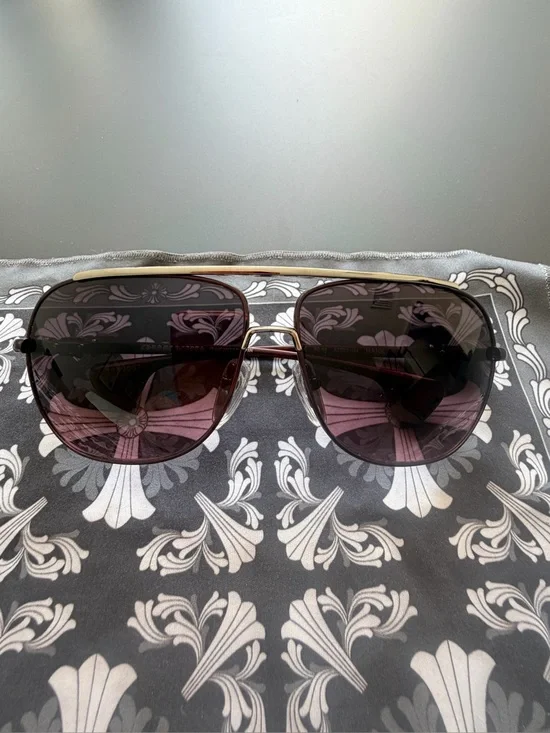 Chrome Hearts HANKk Aviator Cherry Designer Sunglasses  Burgundy