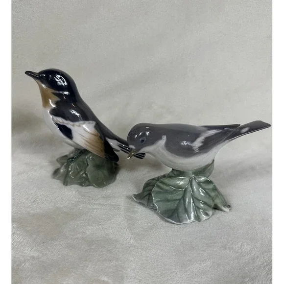 Vintage Royal Copenhagen & Bing and Grondahl B&G FLYCATCHER Bird Figurines SET