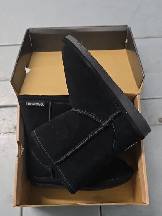 BearPaw Kids Black Short Suede Boots