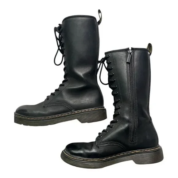 Dr. Martens Youth Black Lace-Up 1914J Combat Boots Sz 2