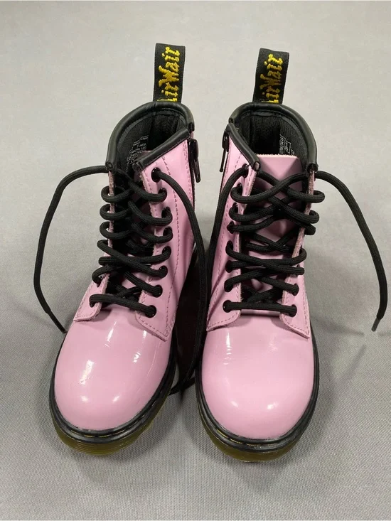 Dr. Martens Pink Air Wair Lace-Up Kids Boots with Black Trim