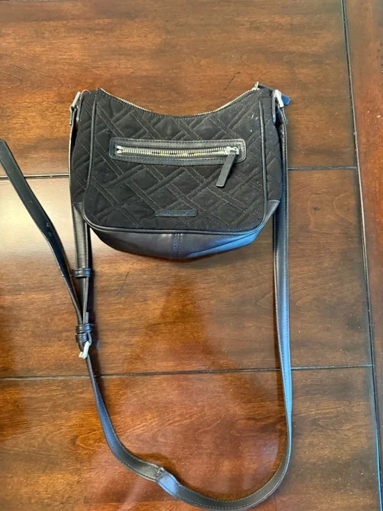 Vera Bradley Black Crossbody with Multicolor Geometric Lining